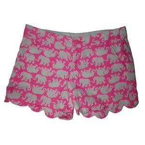 Lilly Pulitzer The Buttercup Short 00 Pink Elephant Scalloped Hem Women's Shorts
